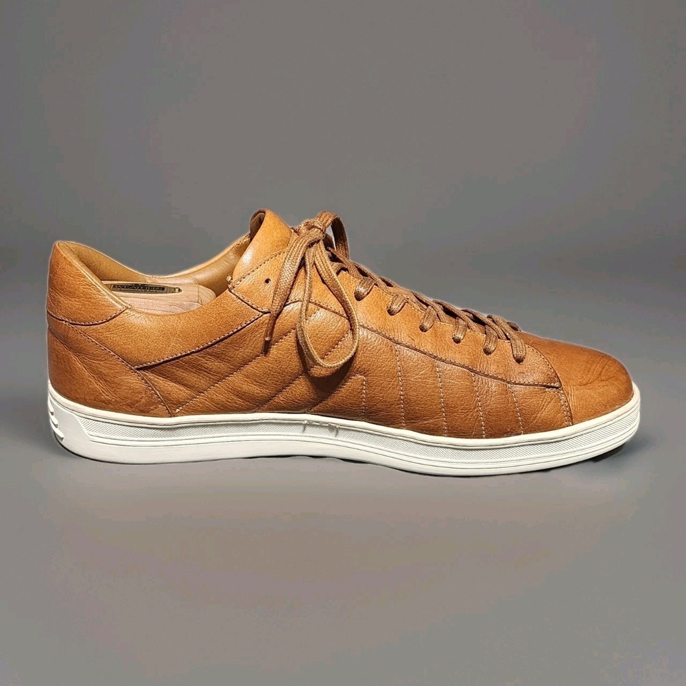 M. Gemi Mens 12 Italian Leather Quilted Sneakers Tan Eu 45 - Picture 8 of 11
